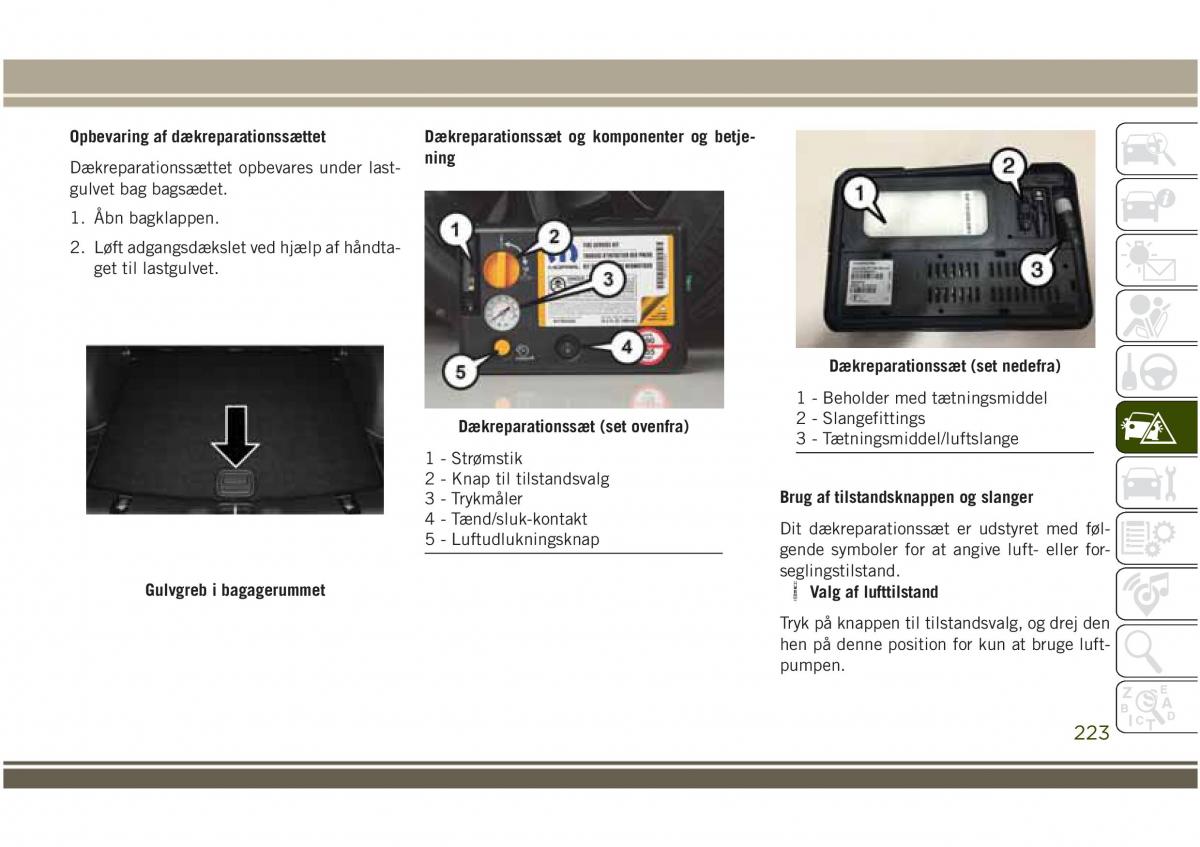 Jeep Compass II 2 Bilens instruktionsbog / page 225