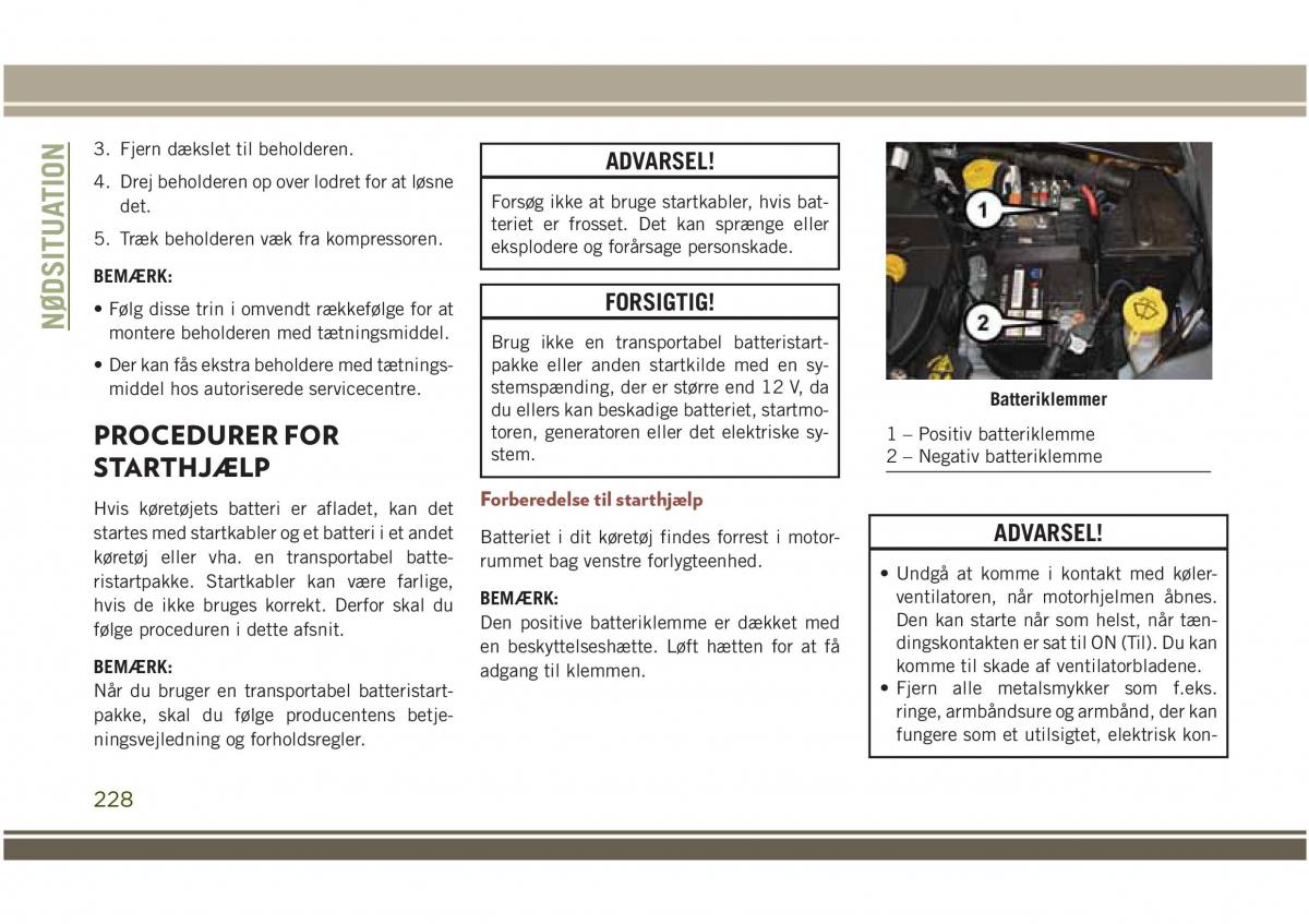 Jeep Compass II 2 Bilens instruktionsbog / page 230