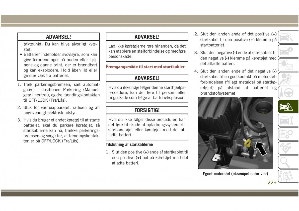 Jeep Compass II 2 Bilens instruktionsbog / page 231