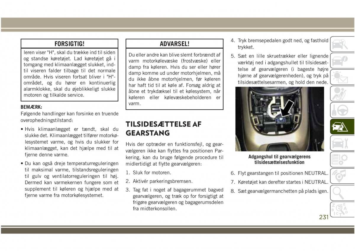 Jeep Compass II 2 Bilens instruktionsbog / page 233