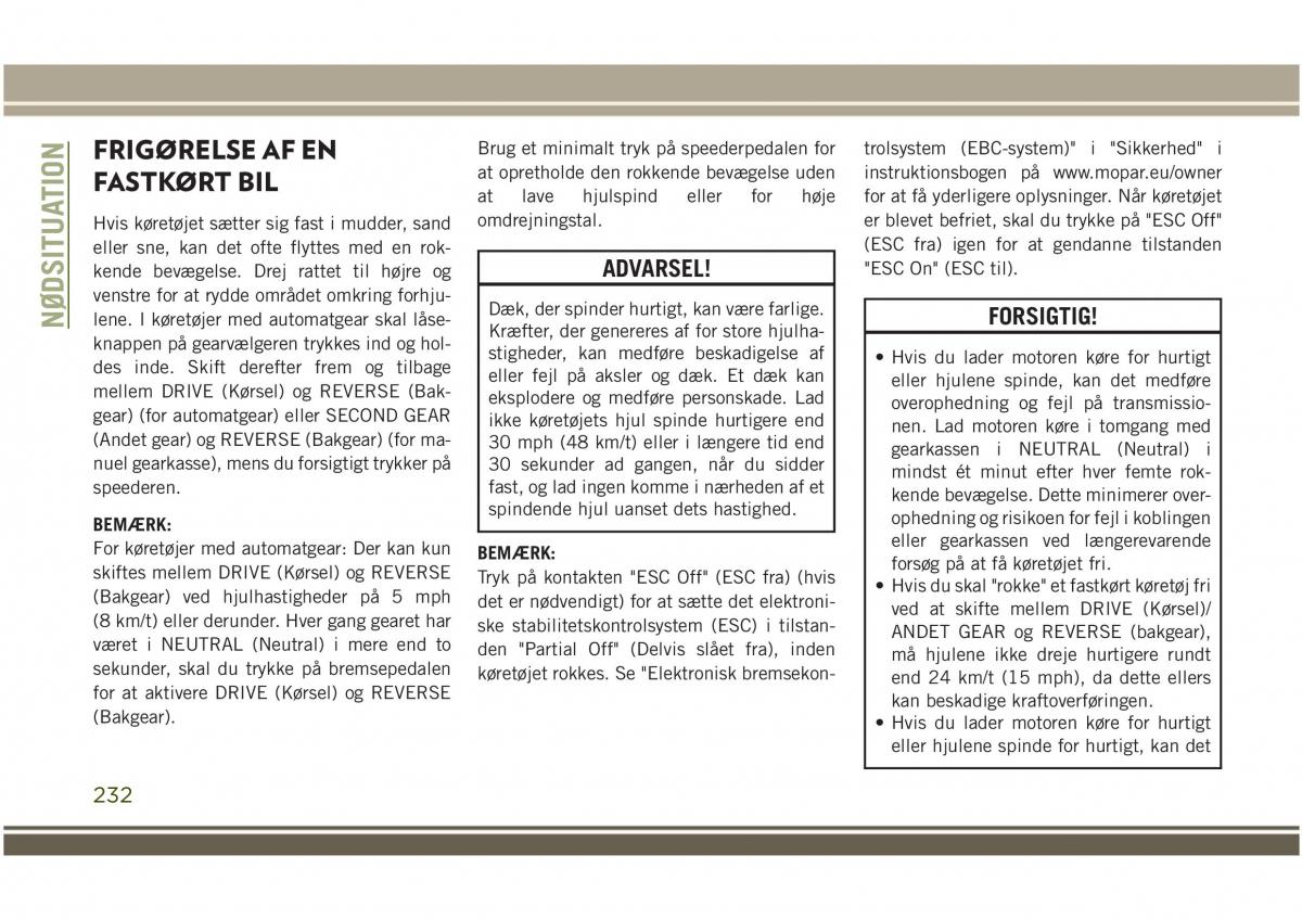 Jeep Compass II 2 Bilens instruktionsbog / page 234