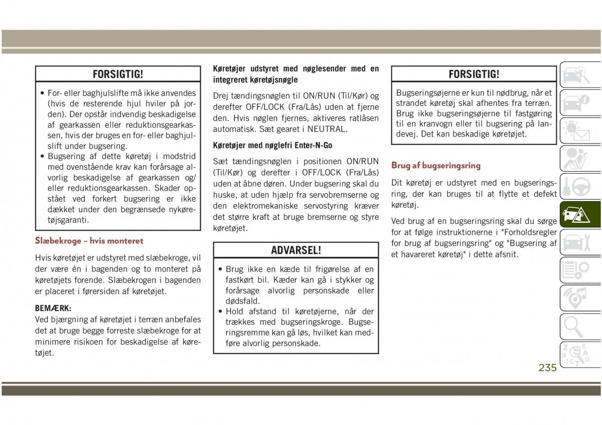 Jeep Compass II 2 Bilens instruktionsbog / page 237