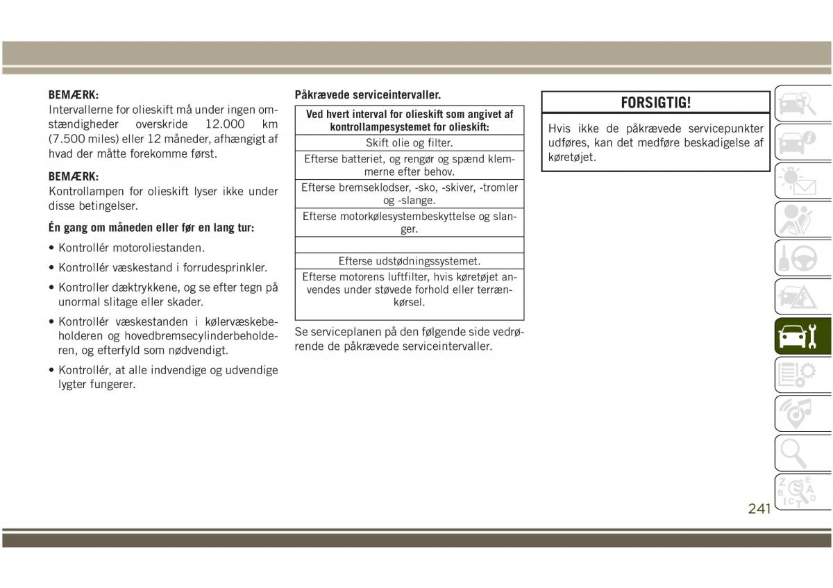 Jeep Compass II 2 Bilens instruktionsbog / page 243