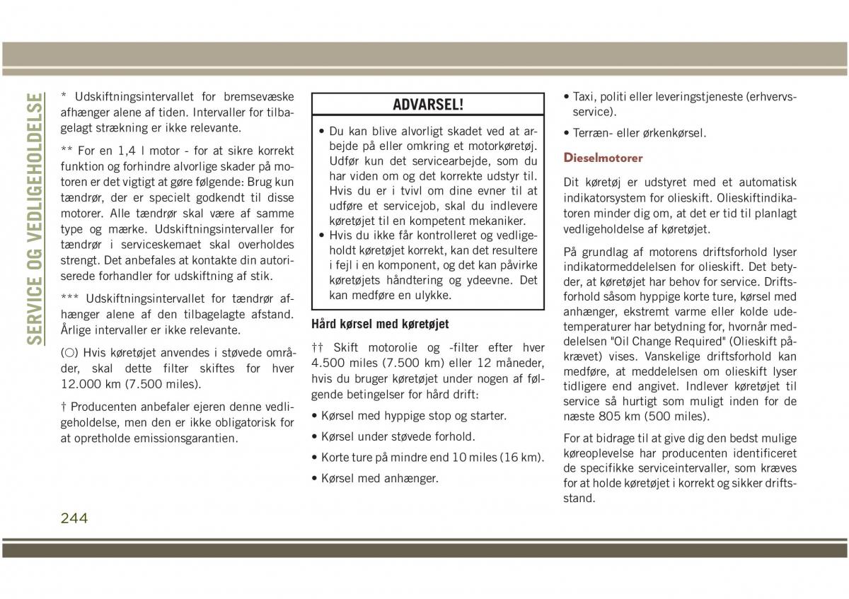 Jeep Compass II 2 Bilens instruktionsbog / page 246