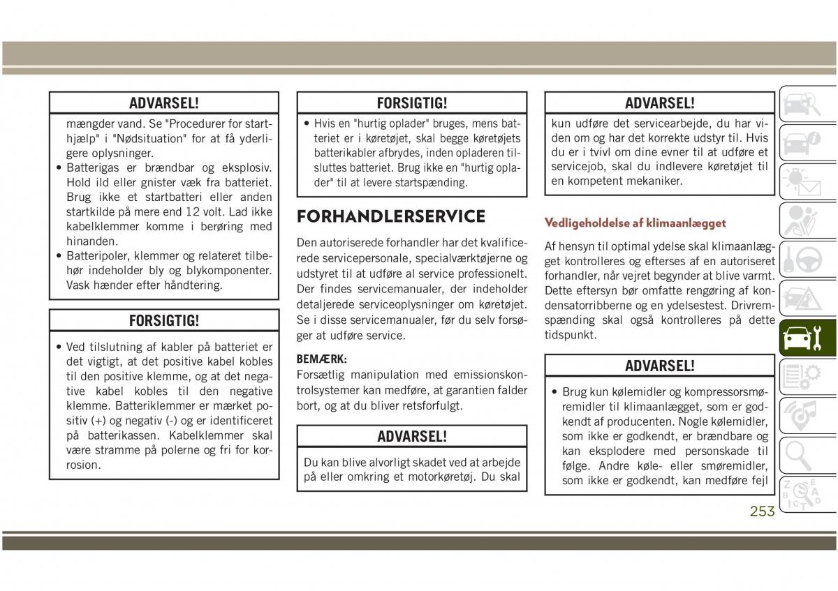 Jeep Compass II 2 Bilens instruktionsbog / page 255
