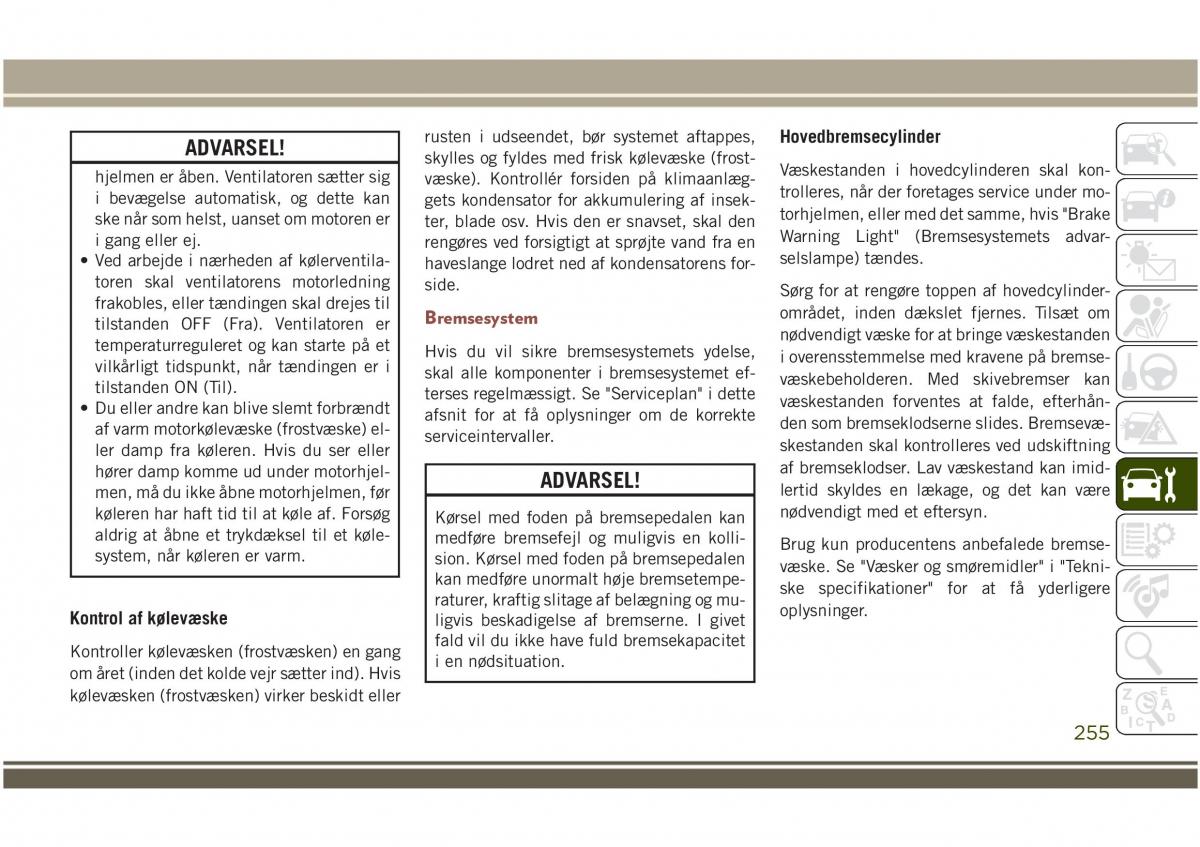 Jeep Compass II 2 Bilens instruktionsbog / page 257