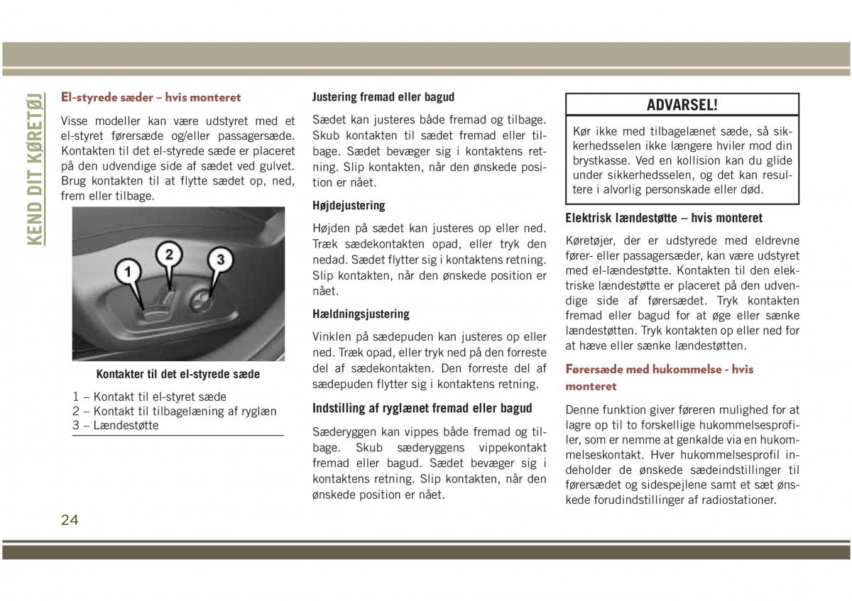 Jeep Compass II 2 Bilens instruktionsbog / page 26