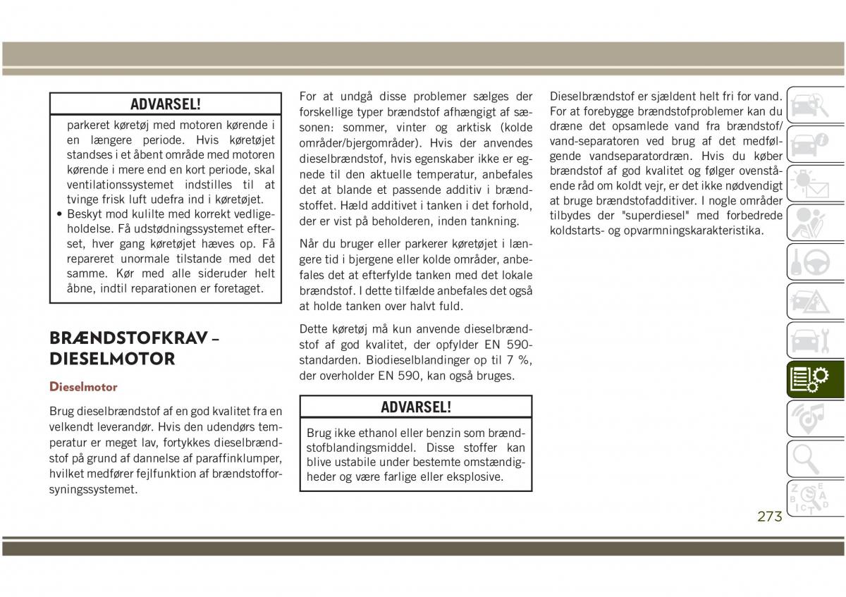 Jeep Compass II 2 Bilens instruktionsbog / page 275