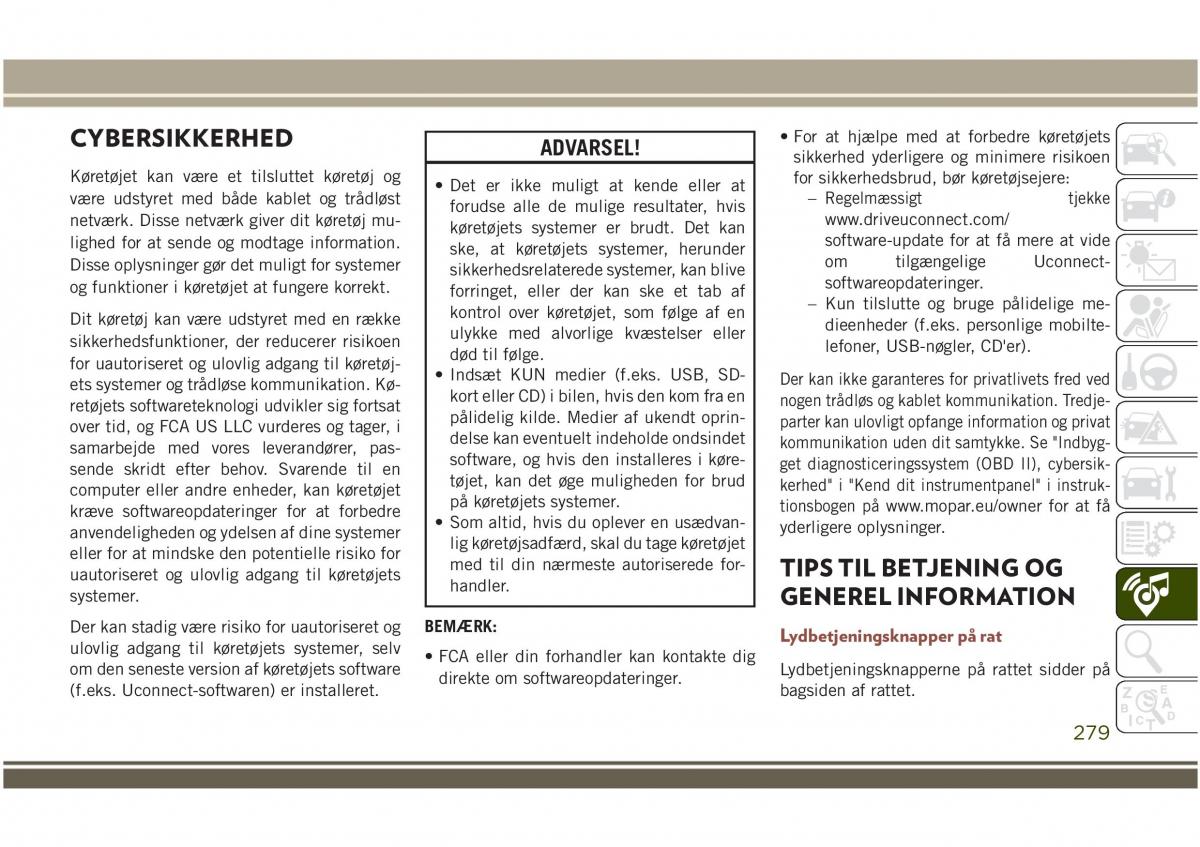 Jeep Compass II 2 Bilens instruktionsbog / page 281