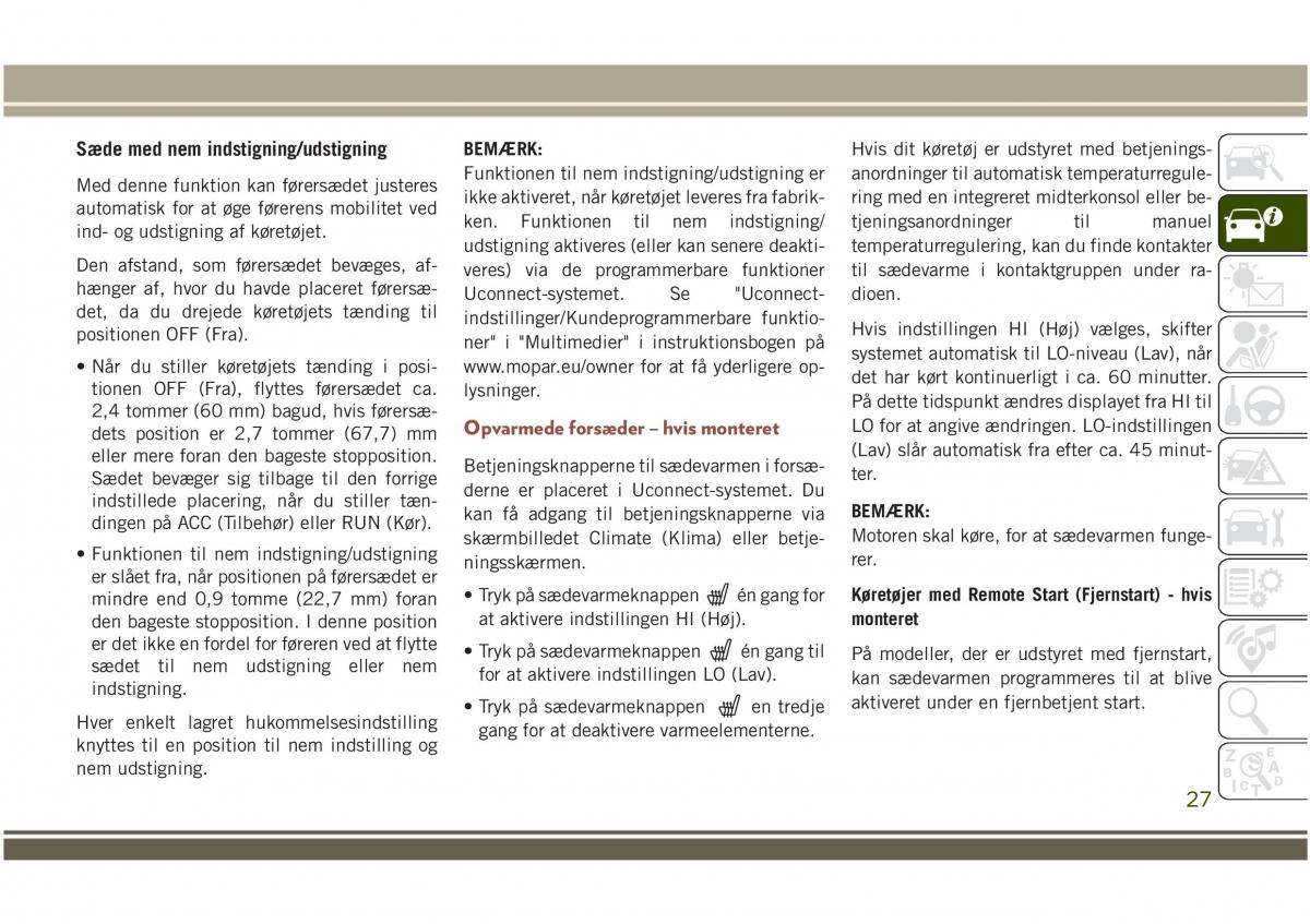 Jeep Compass II 2 Bilens instruktionsbog / page 29