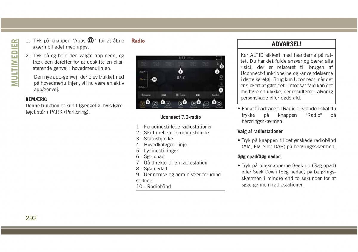 Jeep Compass II 2 Bilens instruktionsbog / page 294