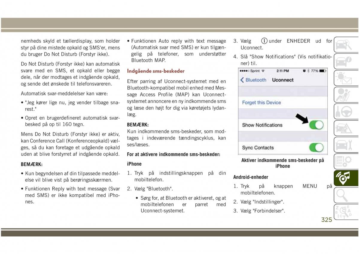 Jeep Compass II 2 Bilens instruktionsbog / page 327