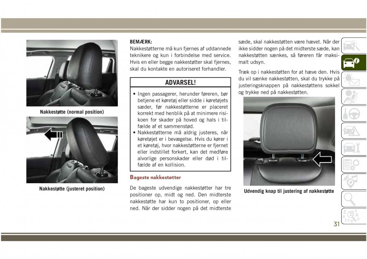 Jeep Compass II 2 Bilens instruktionsbog / page 33