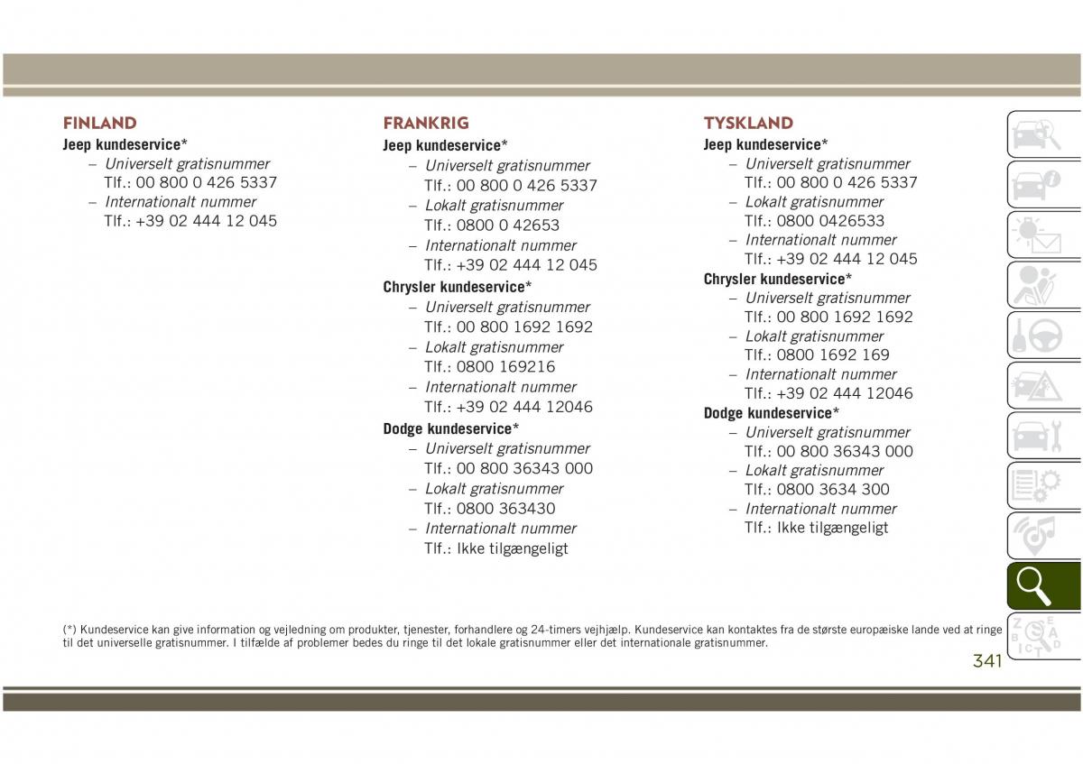 Jeep Compass II 2 Bilens instruktionsbog / page 343