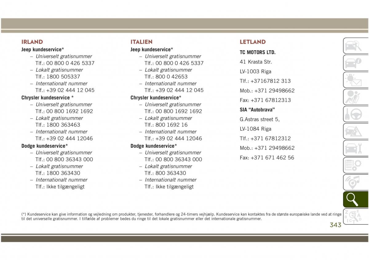 Jeep Compass II 2 Bilens instruktionsbog / page 345