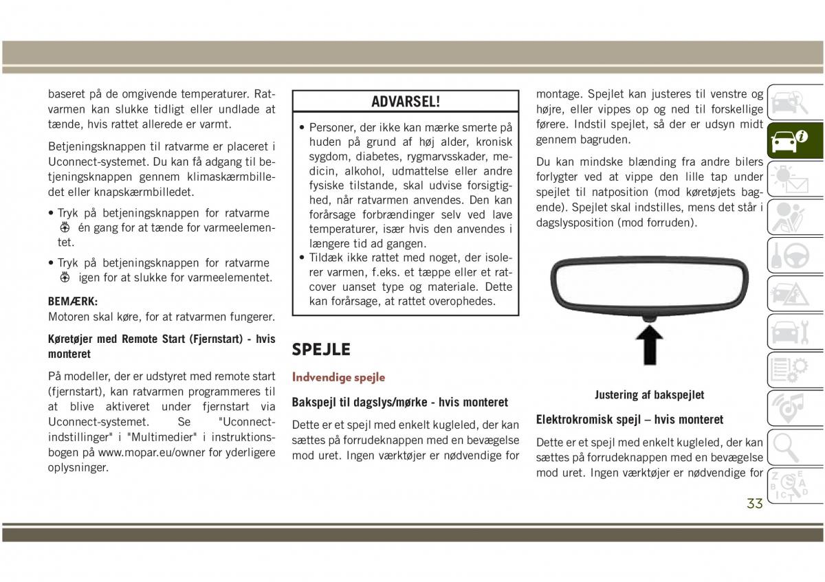 Jeep Compass II 2 Bilens instruktionsbog / page 35