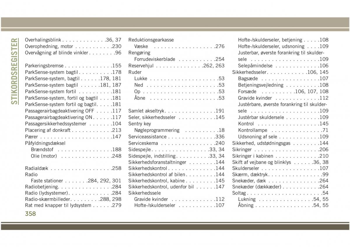 Jeep Compass II 2 Bilens instruktionsbog / page 360