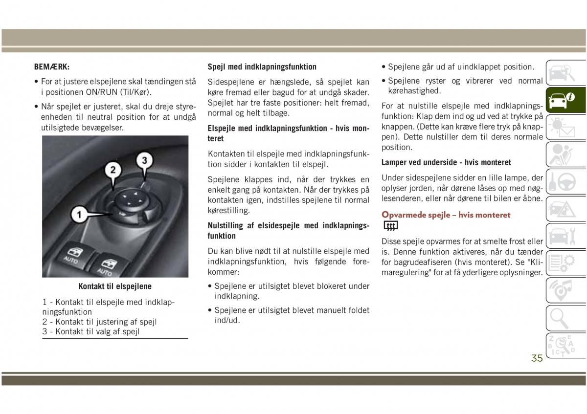 Jeep Compass II 2 Bilens instruktionsbog / page 37