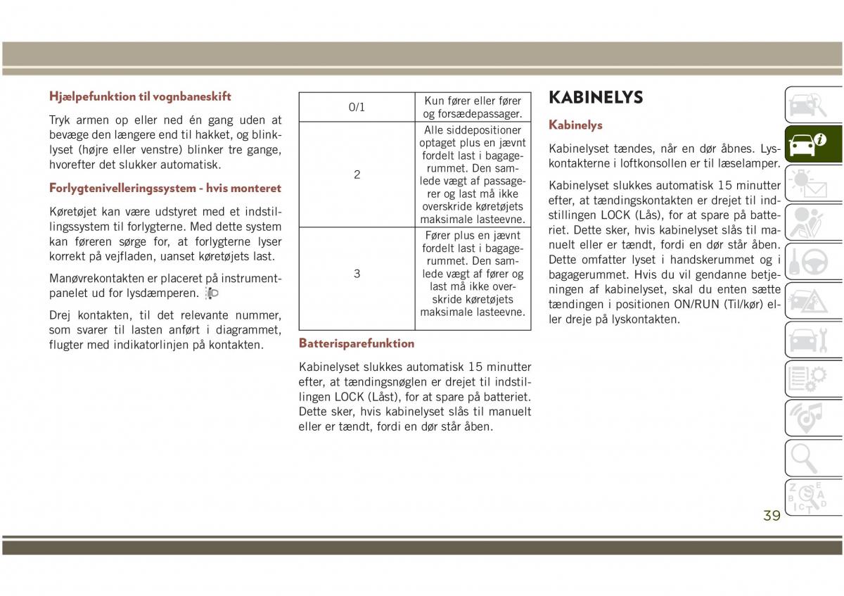 Jeep Compass II 2 Bilens instruktionsbog / page 41