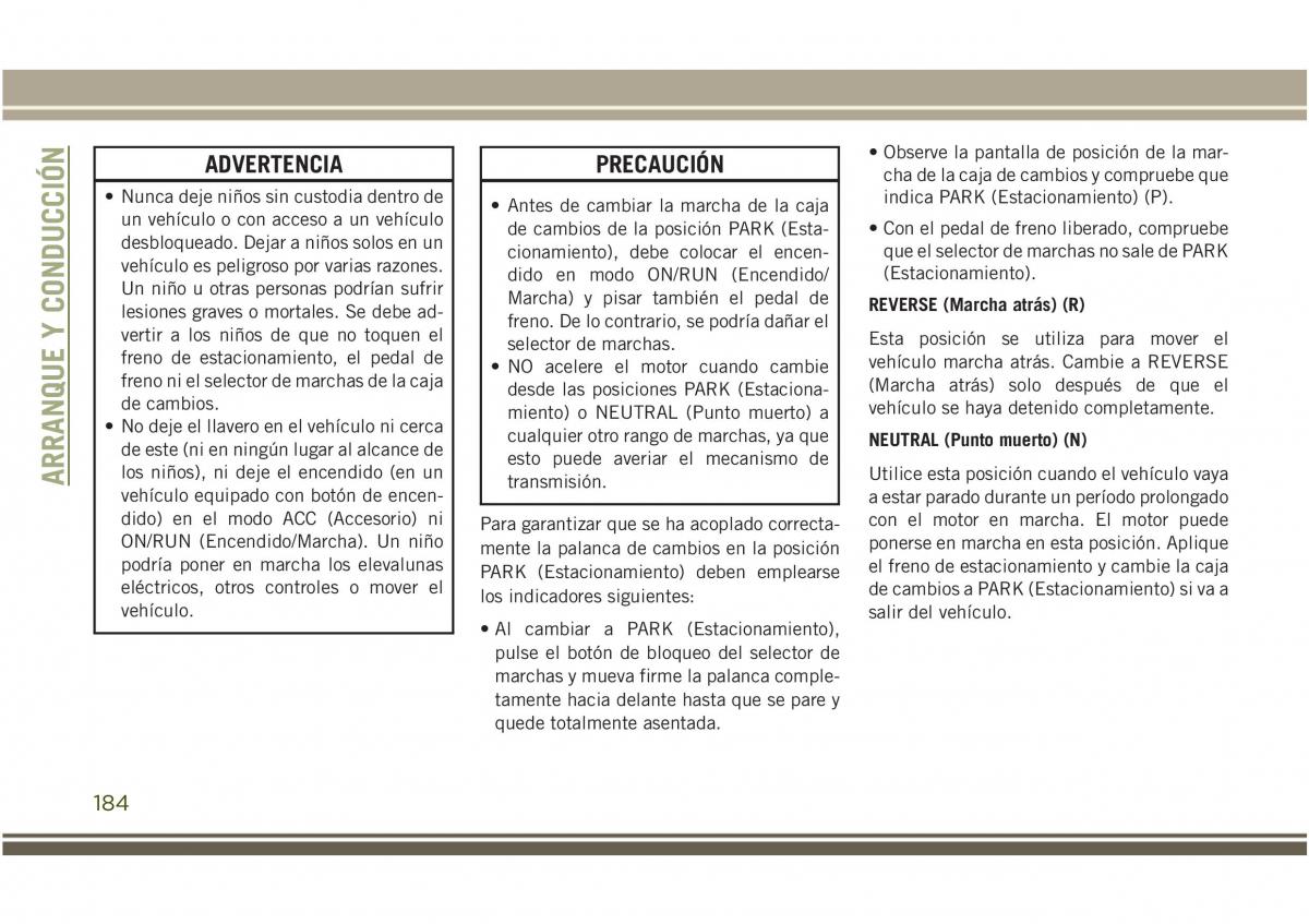 Jeep Compass II 2 manual del propietario / page 186