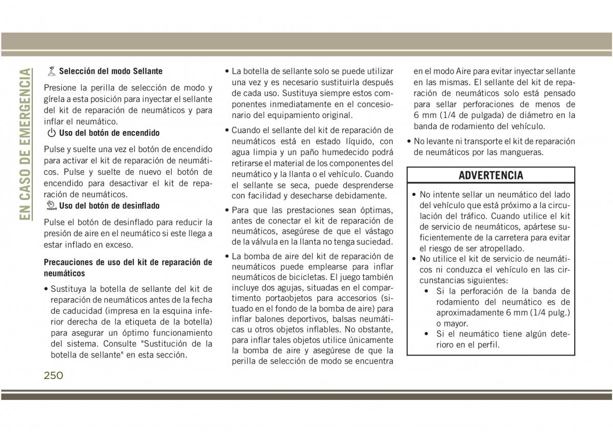 Jeep Compass II 2 manual del propietario / page 252