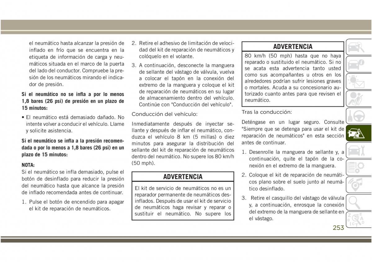 Jeep Compass II 2 manual del propietario / page 255