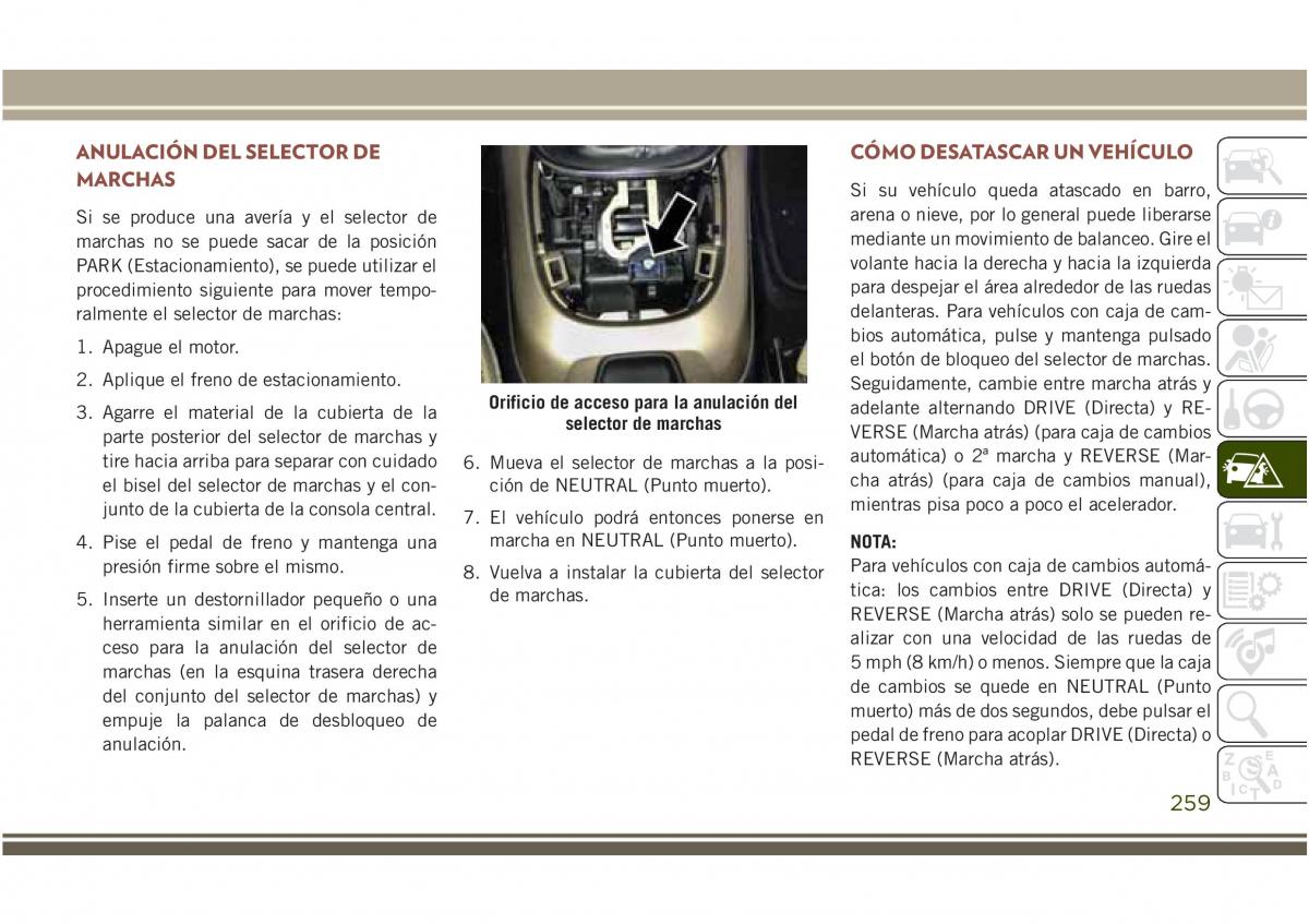 Jeep Compass II 2 manual del propietario / page 261