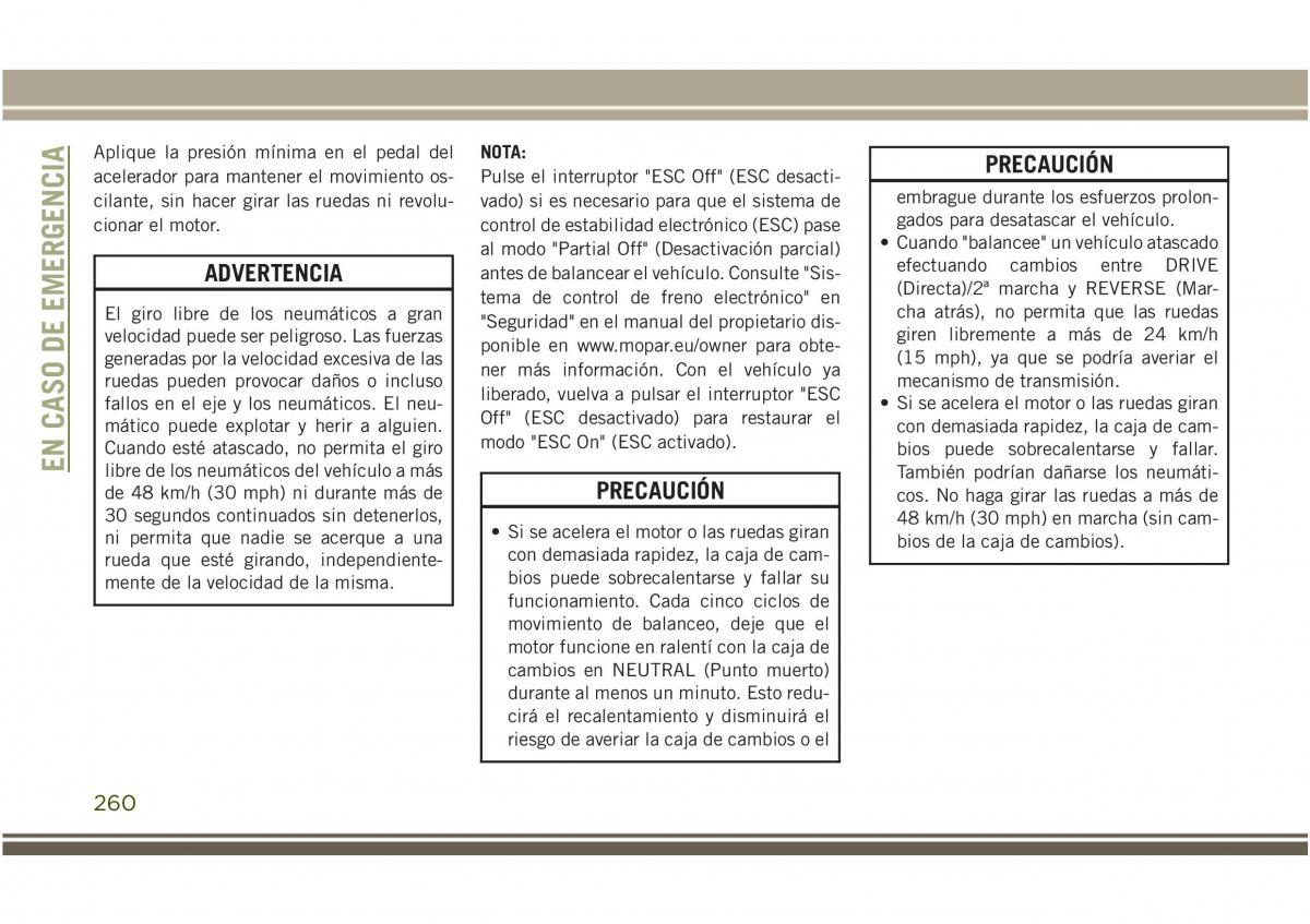 Jeep Compass II 2 manual del propietario / page 262