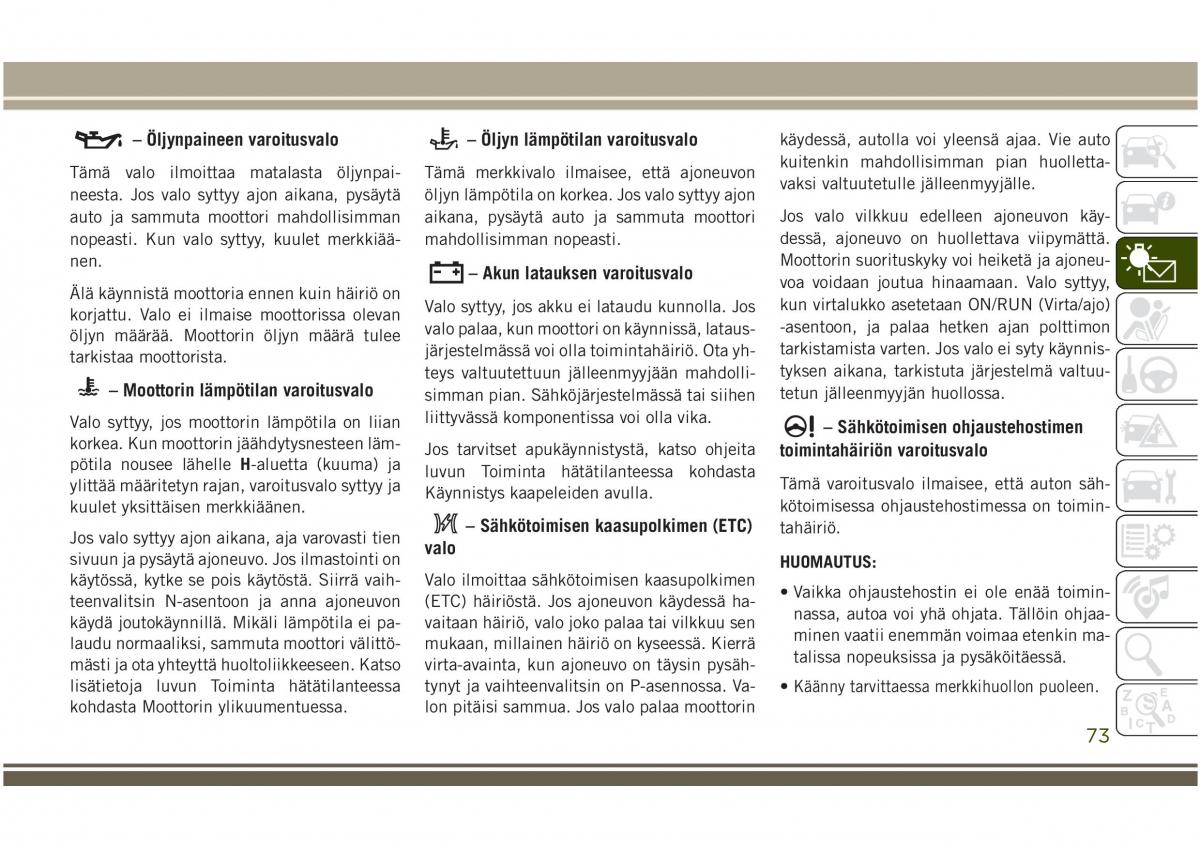 Jeep Compass II 2 omistajan kasikirja / page 75