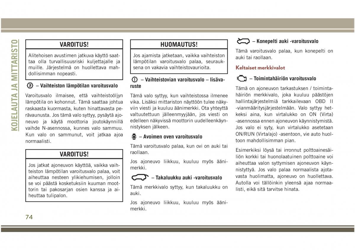 Jeep Compass II 2 omistajan kasikirja / page 76