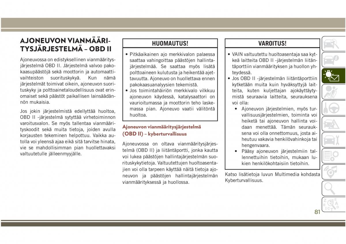 Jeep Compass II 2 omistajan kasikirja / page 83