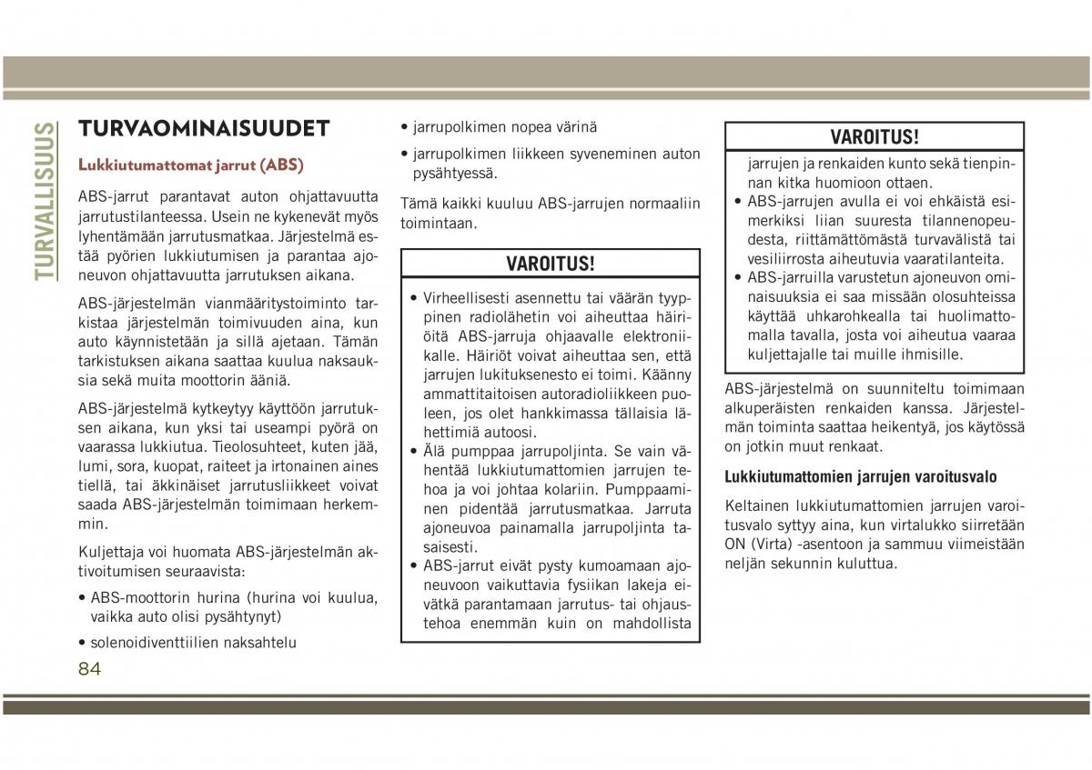 Jeep Compass II 2 omistajan kasikirja / page 86