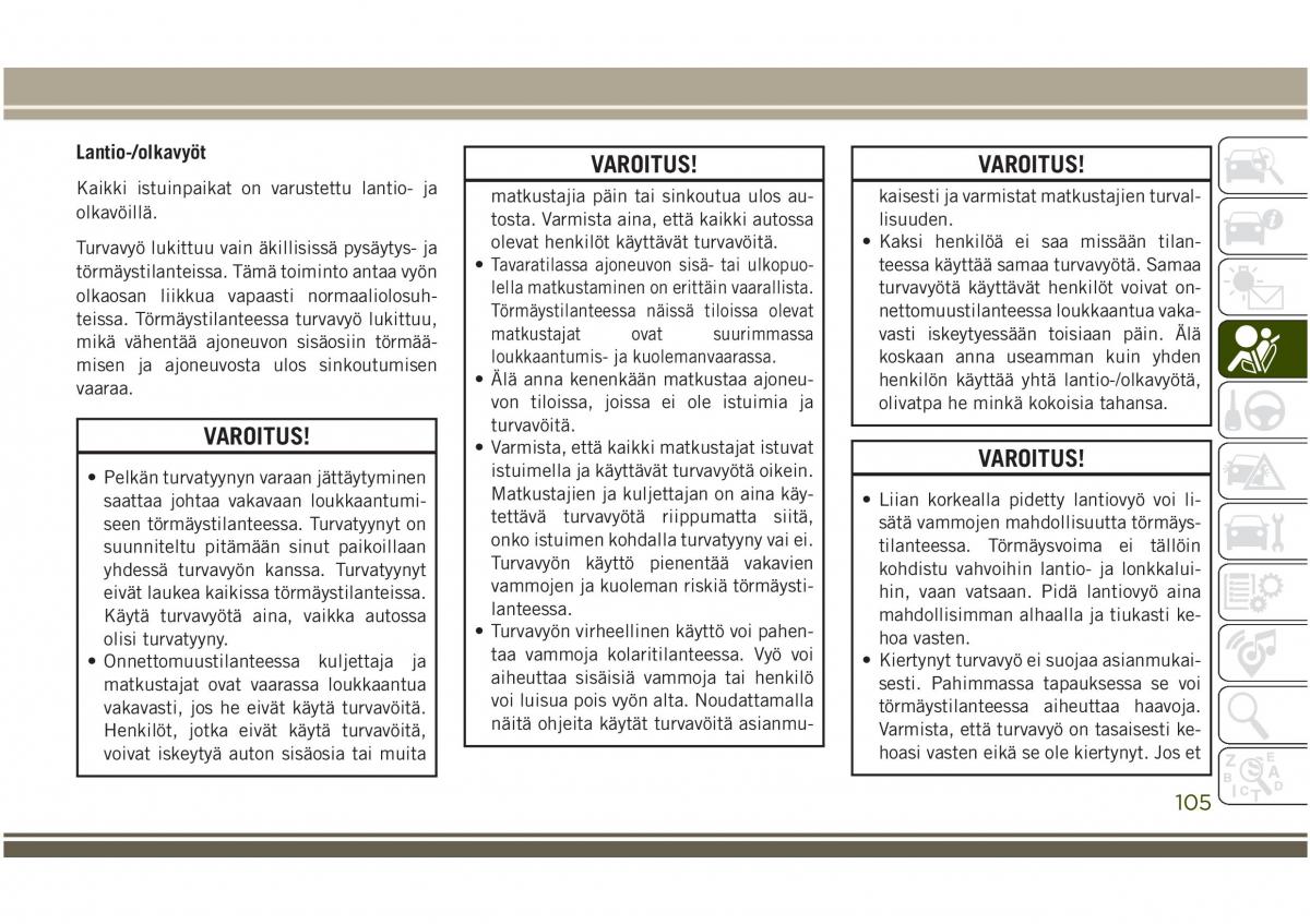 Jeep Compass II 2 omistajan kasikirja / page 107