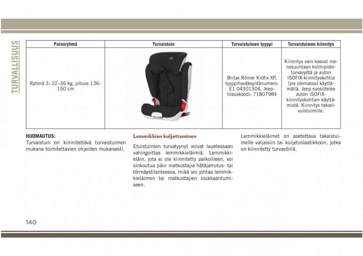 Jeep Compass II 2 omistajan kasikirja / page 142