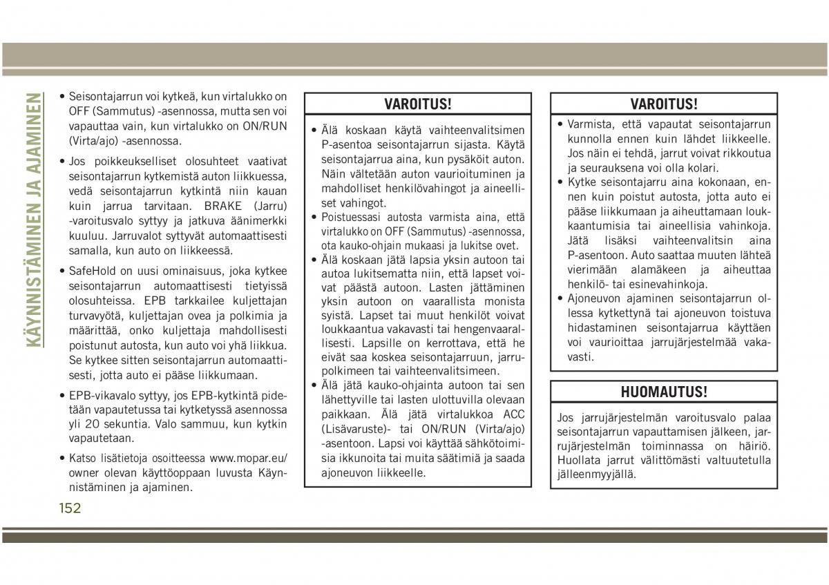 Jeep Compass II 2 omistajan kasikirja / page 154