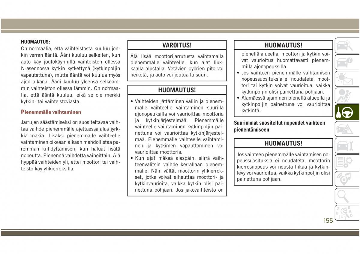 Jeep Compass II 2 omistajan kasikirja / page 157