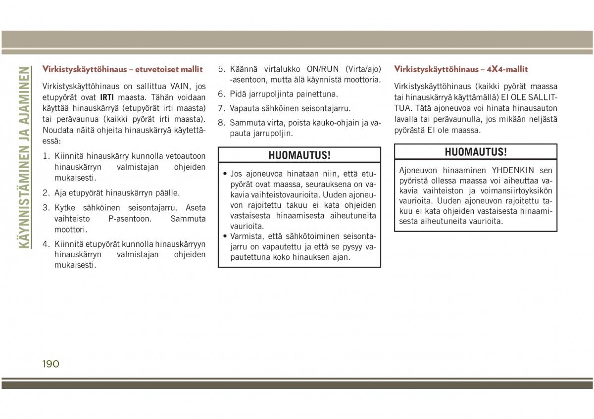 Jeep Compass II 2 omistajan kasikirja / page 192