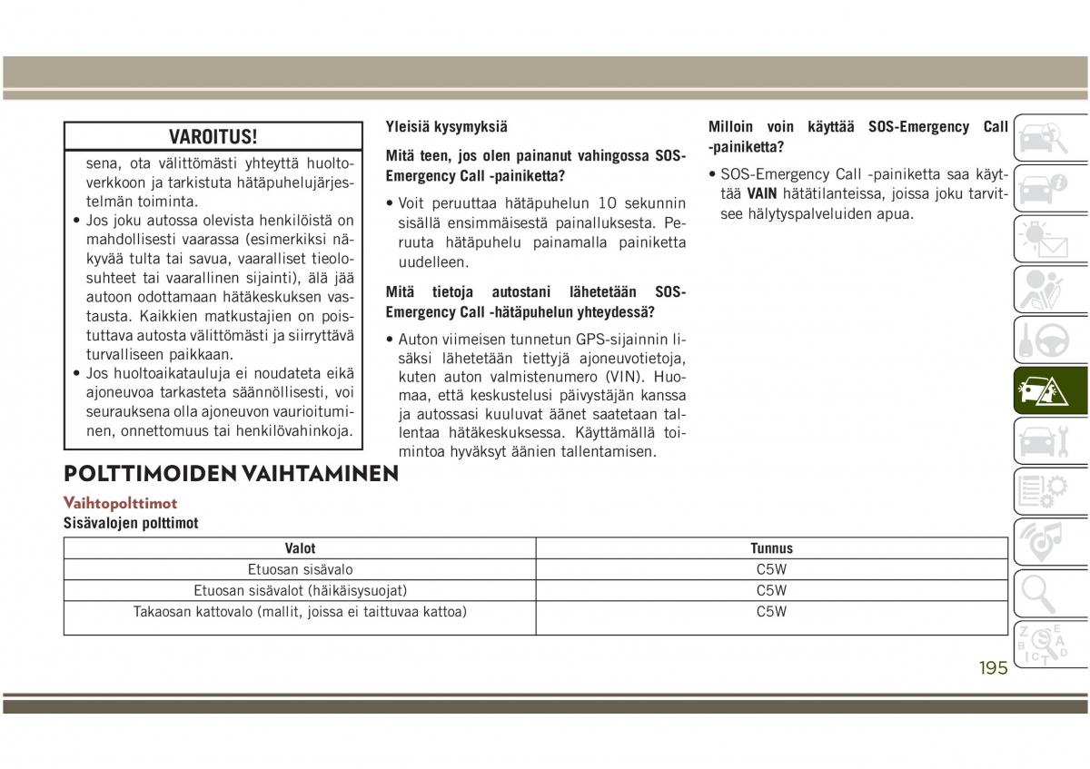 Jeep Compass II 2 omistajan kasikirja / page 197