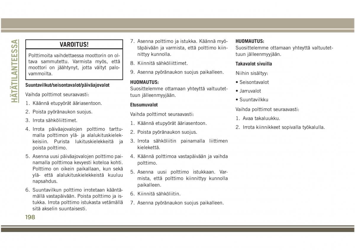 Jeep Compass II 2 omistajan kasikirja / page 200