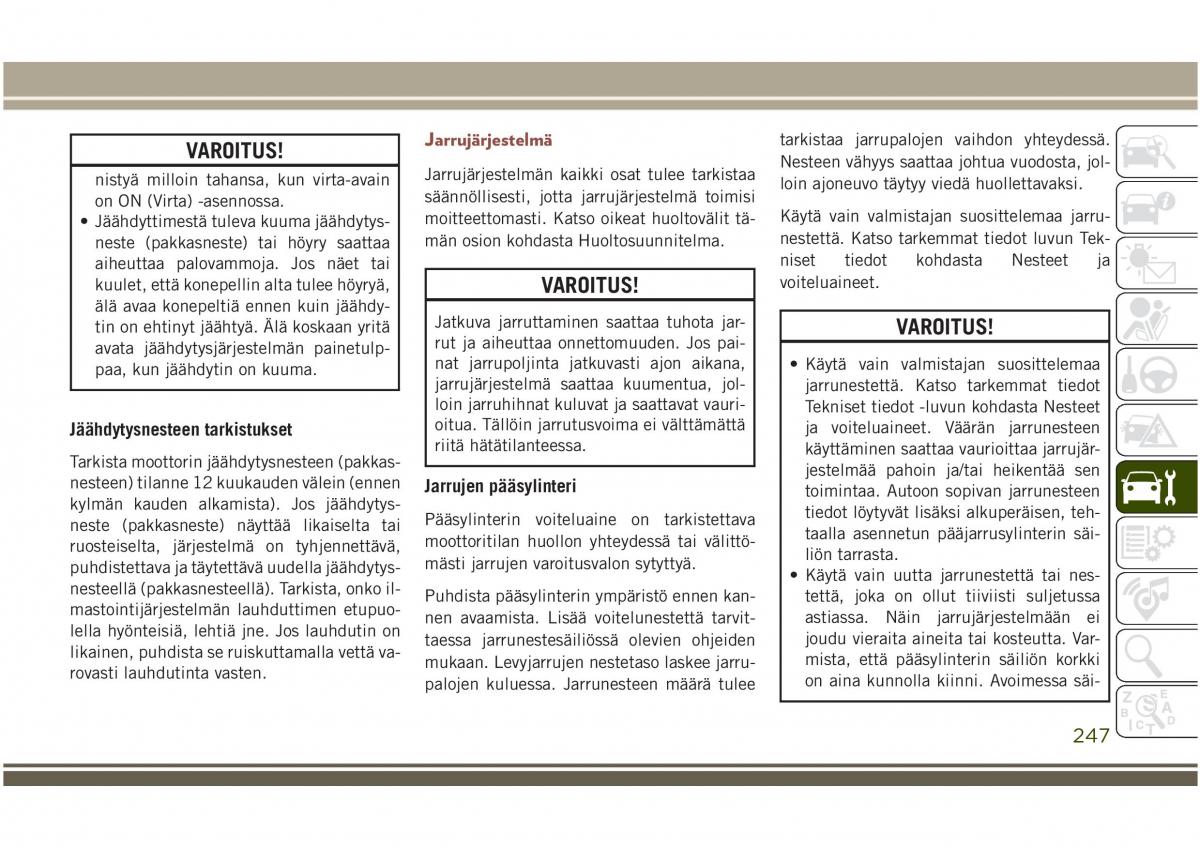 Jeep Compass II 2 omistajan kasikirja / page 249