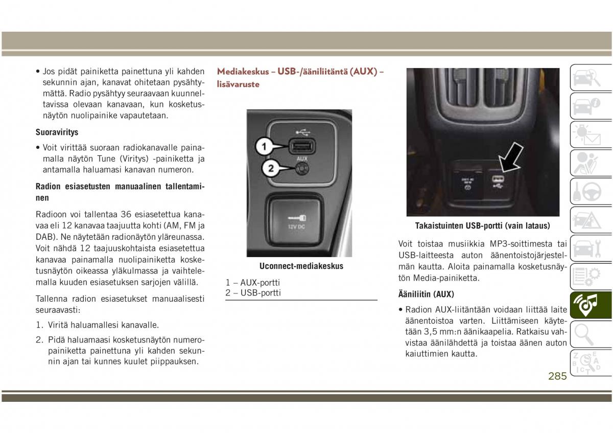 Jeep Compass II 2 omistajan kasikirja / page 287