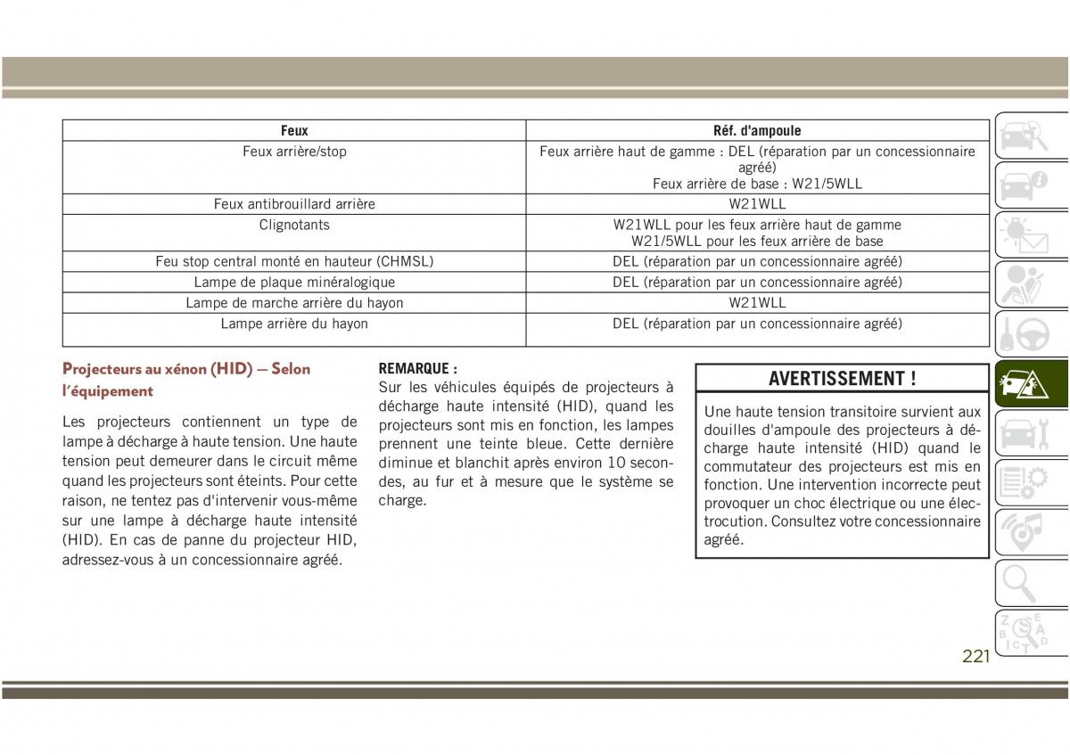 Jeep Compass II 2 manuel du proprietaire / page 223