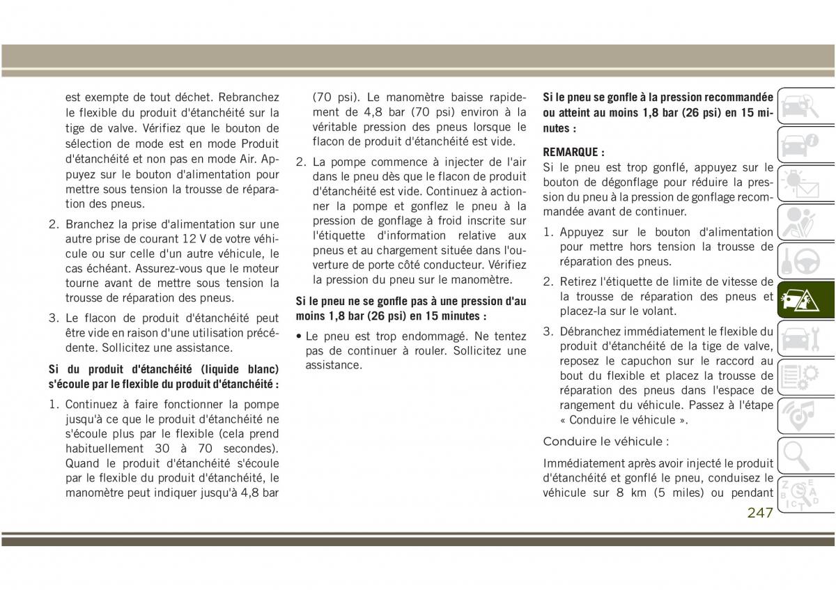 Jeep Compass II 2 manuel du proprietaire / page 249