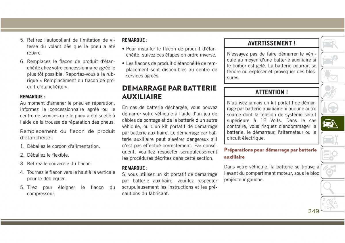 Jeep Compass II 2 manuel du proprietaire / page 251