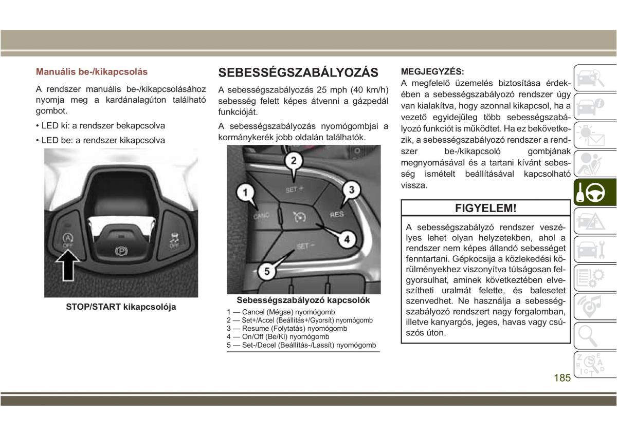 Jeep Compass II 2 Kezelesi utmutato / page 187