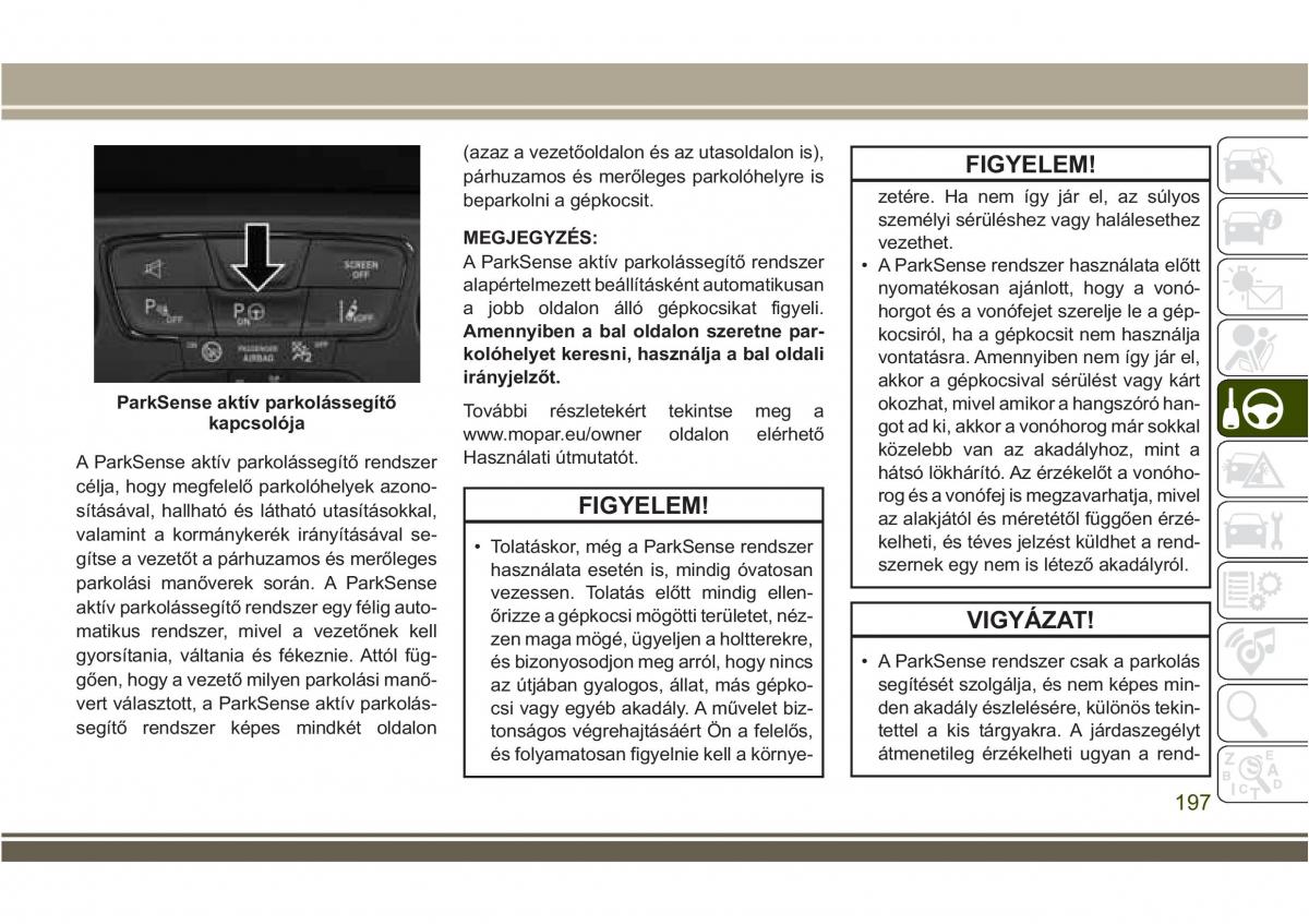 Jeep Compass II 2 Kezelesi utmutato / page 199