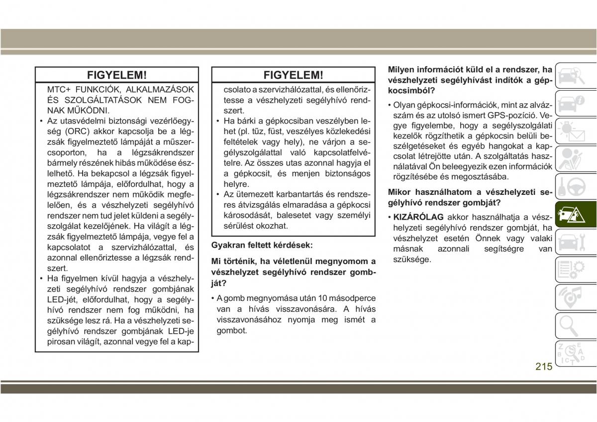 Jeep Compass II 2 Kezelesi utmutato / page 217
