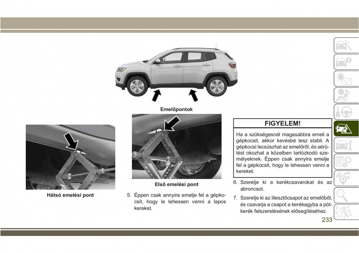 Jeep Compass II 2 Kezelesi utmutato / page 235