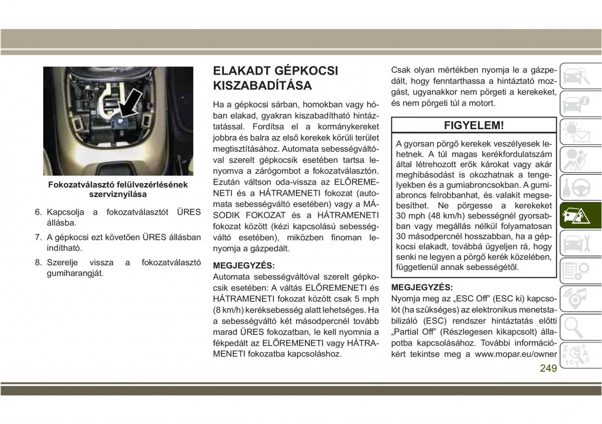 Jeep Compass II 2 Kezelesi utmutato / page 251