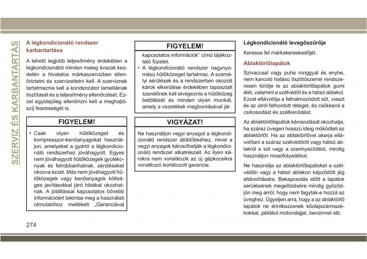 Jeep Compass II 2 Kezelesi utmutato / page 276